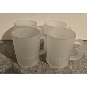 4 Miniature Frosted Beer Mugs  3 1/4 Inches Tall   #1186